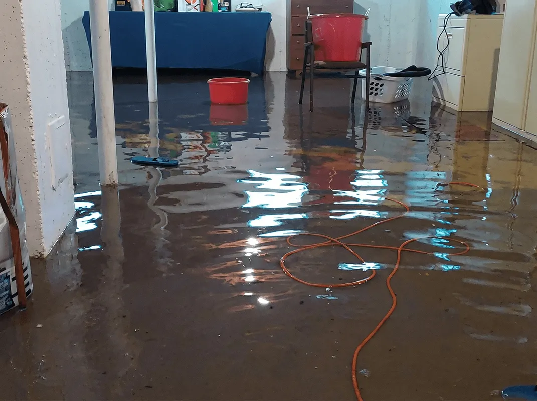 Basement with boiler, cabinets and washing machine completely flooded in Riverside, CA