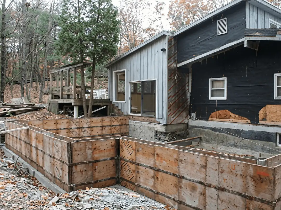 Prepared site with foundation forms for home remodeling and addition project in Riverside, CA